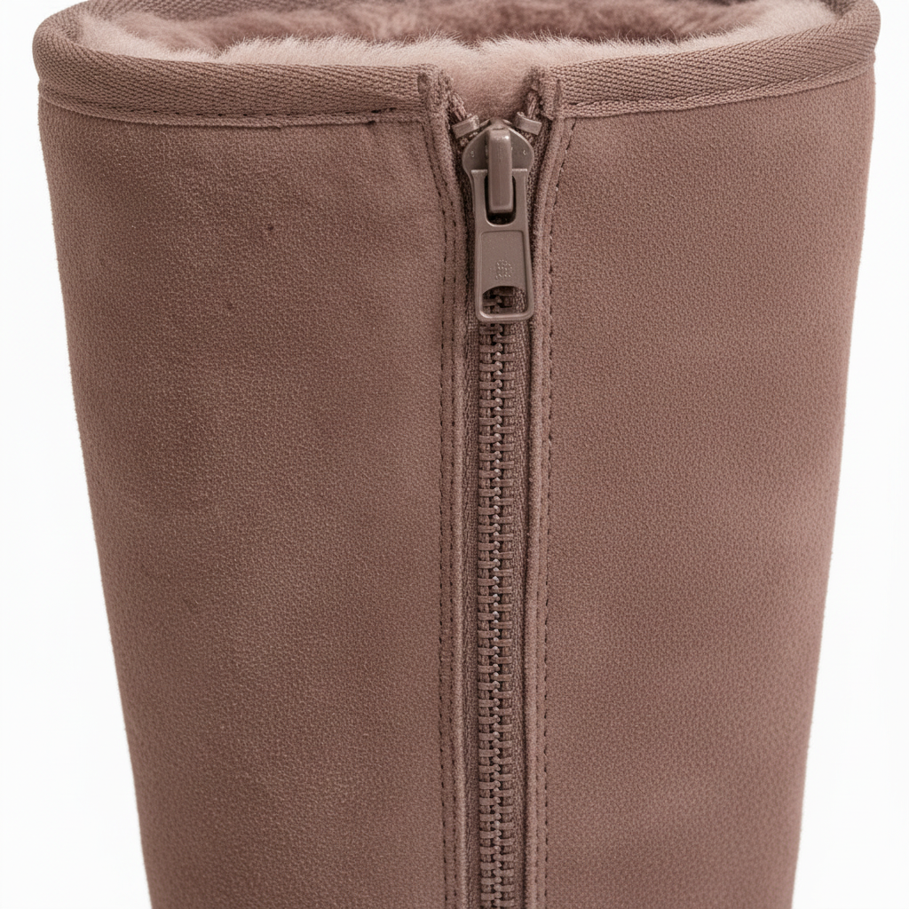 VierraSol | Nina | Botas de piel de oveja de ante cálidas y a prueba de agua con cremallera lateral