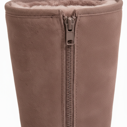 VierraSol | Nina | Botas de piel de oveja de ante cálidas y a prueba de agua con cremallera lateral