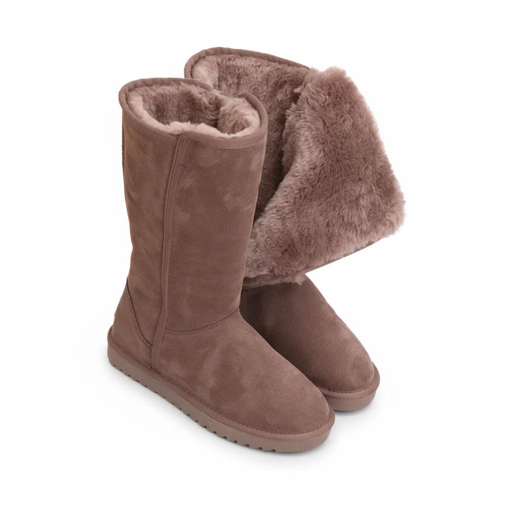 VierraSol | Nina | Botas de piel de oveja de ante cálidas y a prueba de agua con cremallera lateral