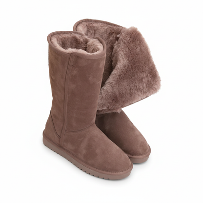 VierraSol | Nina | Botas de piel de oveja de ante cálidas y a prueba de agua con cremallera lateral