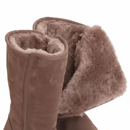 VierraSol | Nina | Botas de piel de oveja de ante cálidas y a prueba de agua con cremallera lateral