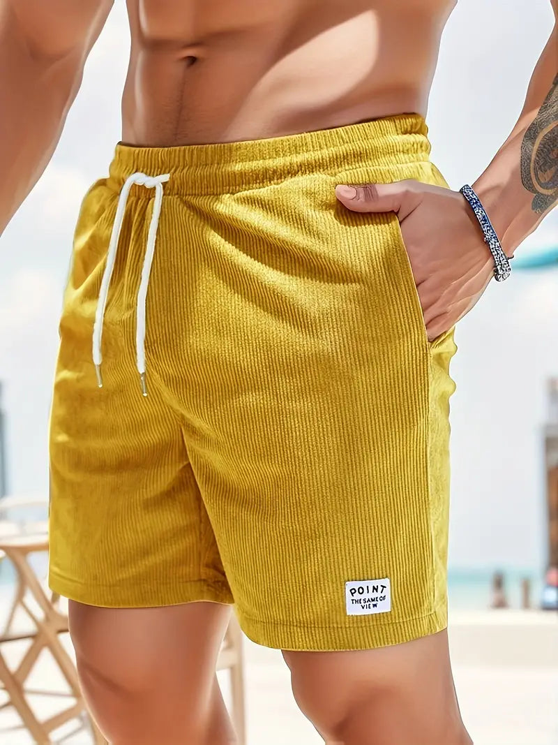 VierraSol | Pantalones Cortos de Baño de Pana para Hombre con Cuerda Ajustable