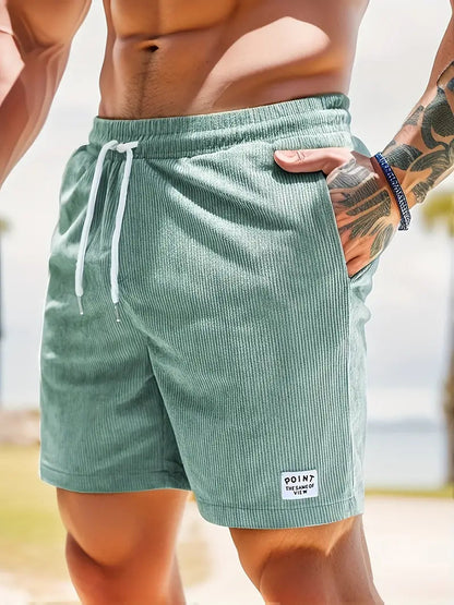VierraSol | Pantalones Cortos de Baño de Pana para Hombre con Cuerda Ajustable