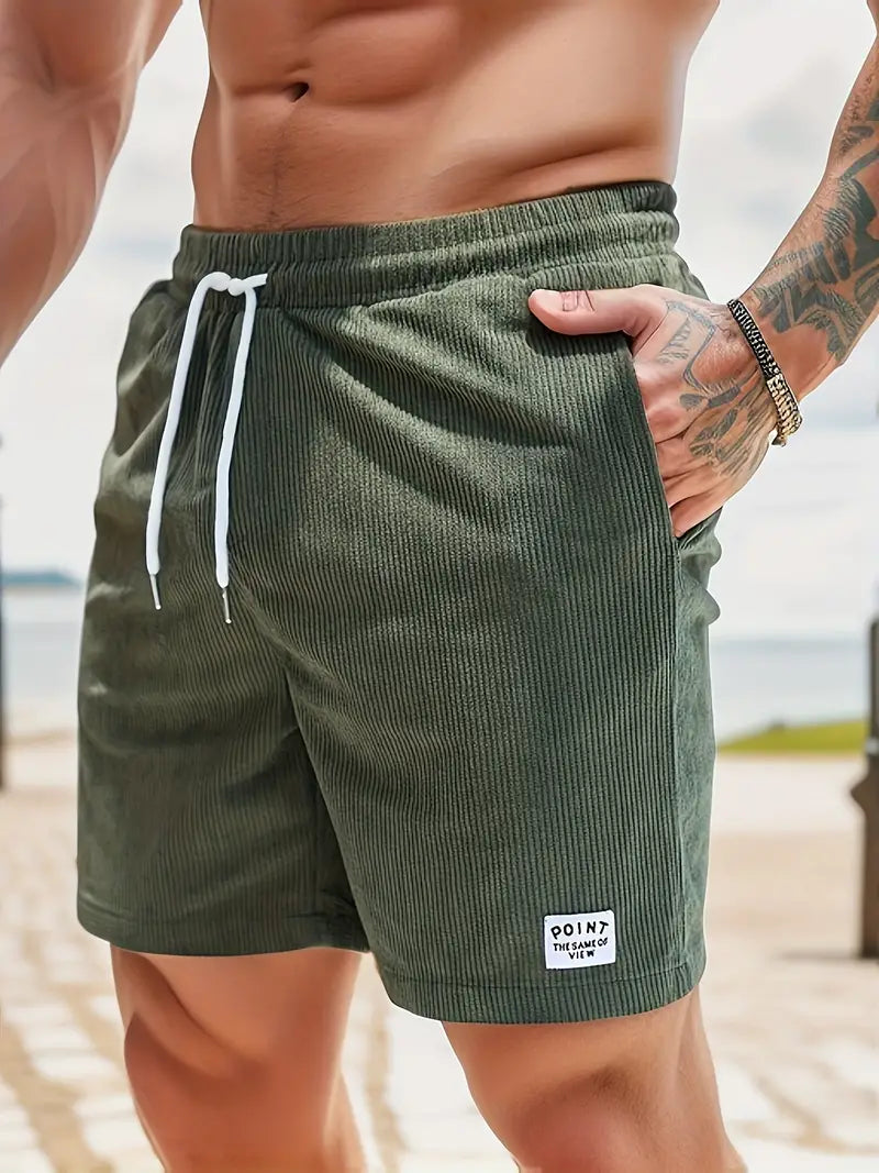 VierraSol | Pantalones Cortos de Baño de Pana para Hombre con Cuerda Ajustable