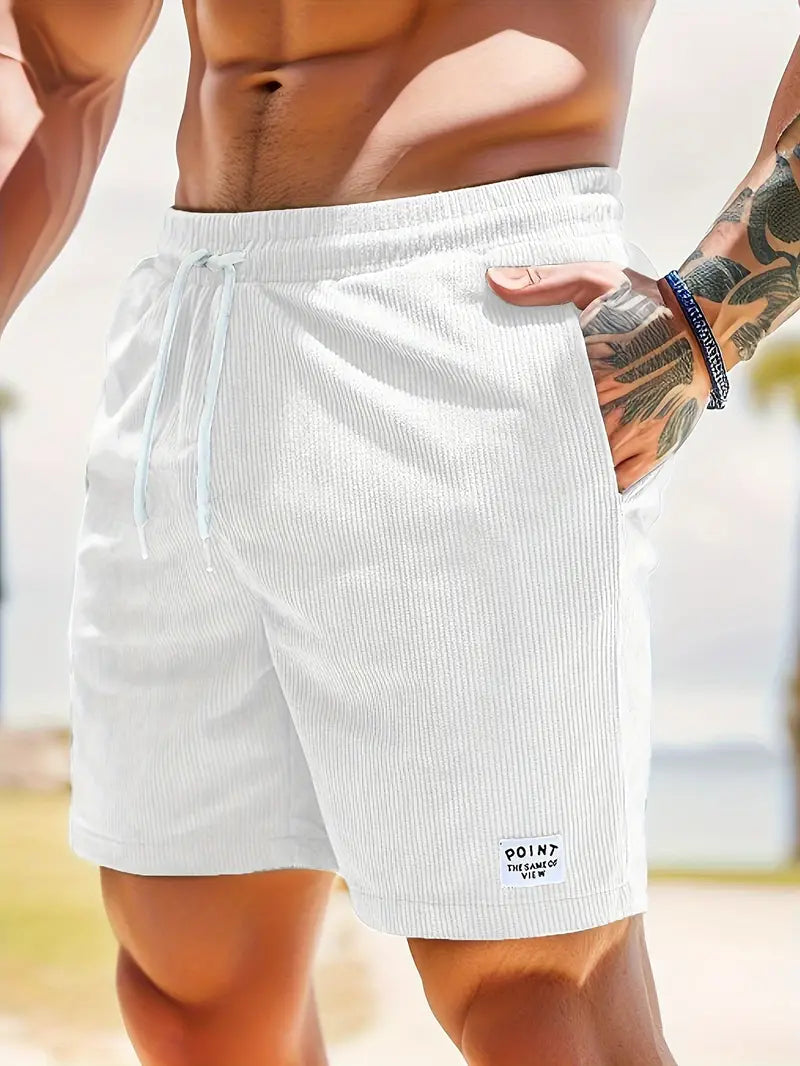 VierraSol | Pantalones Cortos de Baño de Pana para Hombre con Cuerda Ajustable