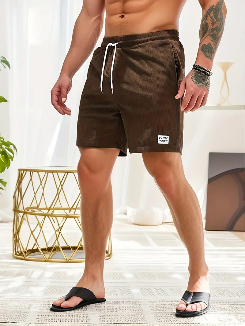 VierraSol | Pantalones Cortos de Baño de Pana para Hombre con Cuerda Ajustable