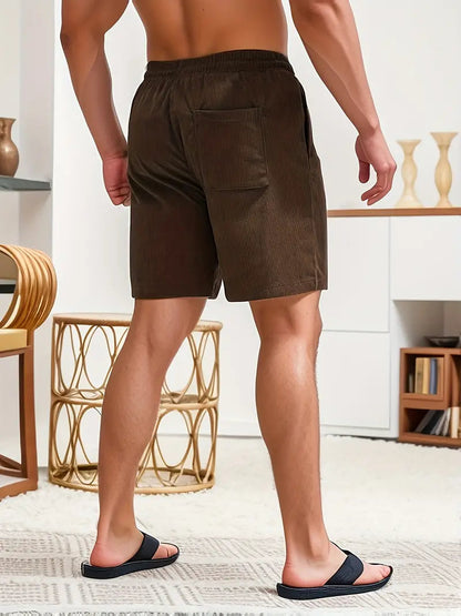 VierraSol | Pantalones Cortos de Baño de Pana para Hombre con Cuerda Ajustable