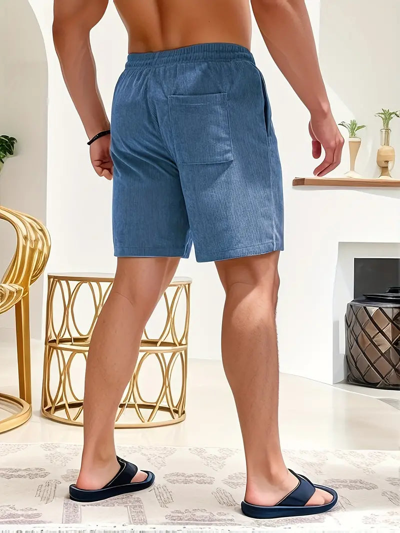 VierraSol | Pantalones Cortos de Baño de Pana para Hombre con Cuerda Ajustable