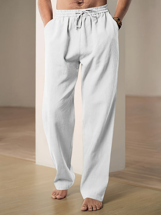 VierraSol | Pantalones de Lino con Cintura Ajustable para Hombre