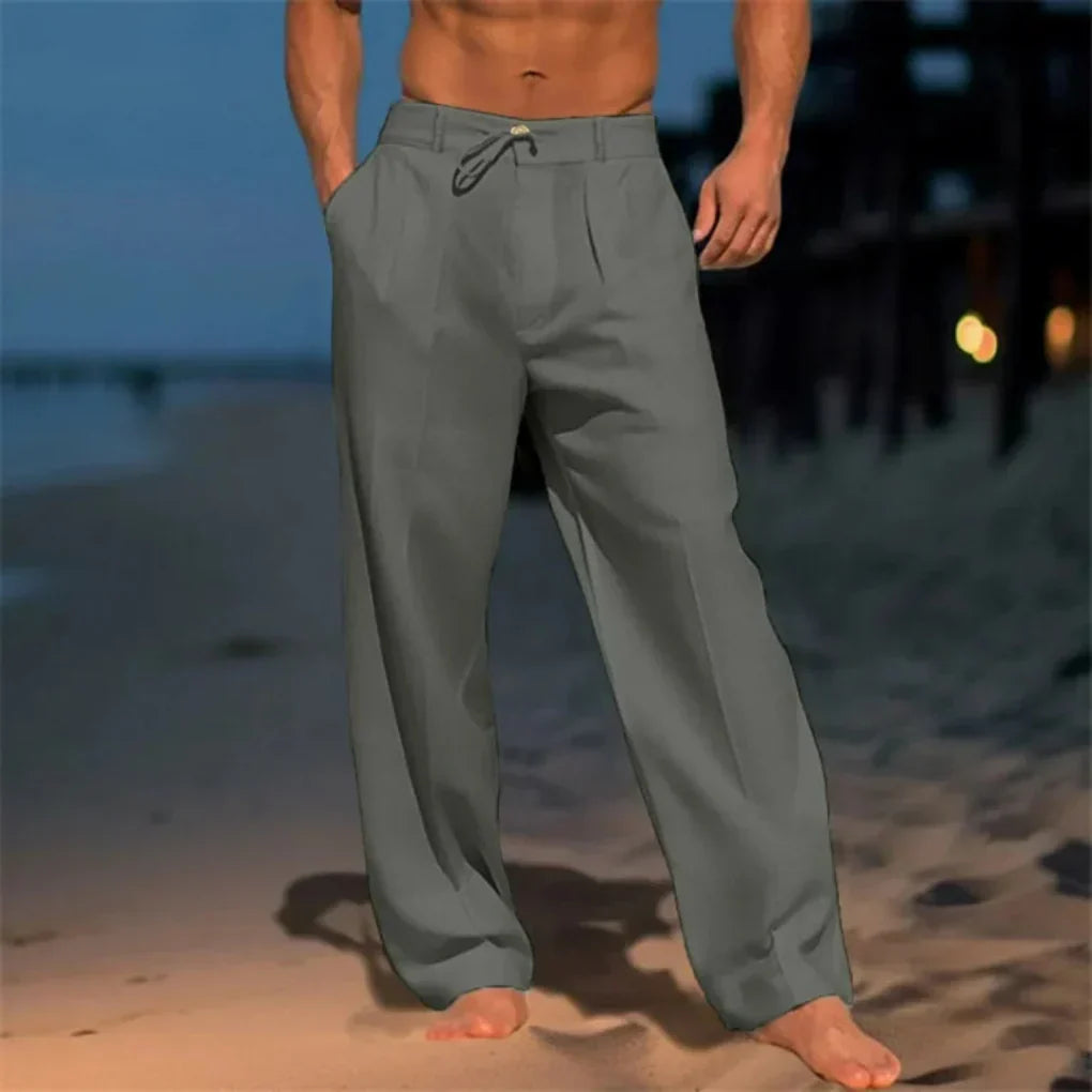 VierraSol | Pantalones de Lino con Cintura Ajustable para Hombre