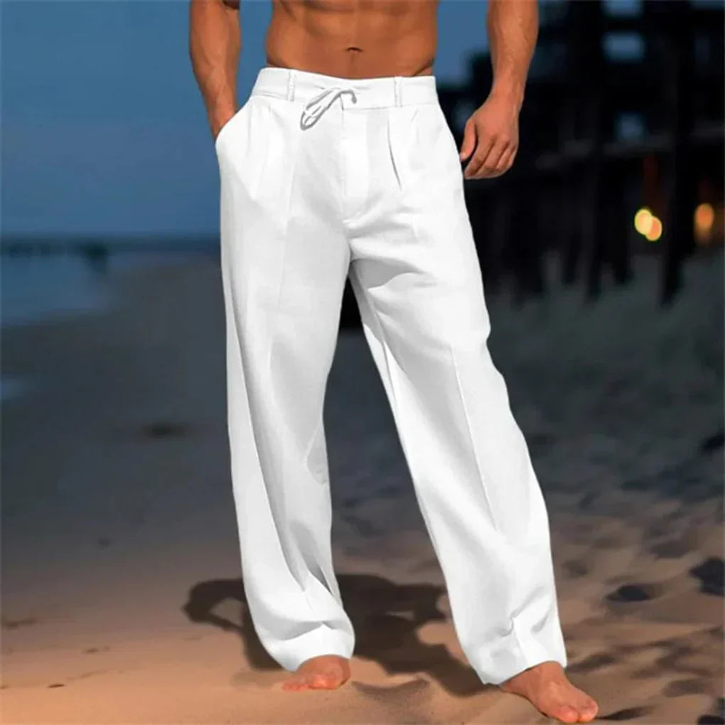VierraSol | Pantalones de Lino con Cintura Ajustable para Hombre