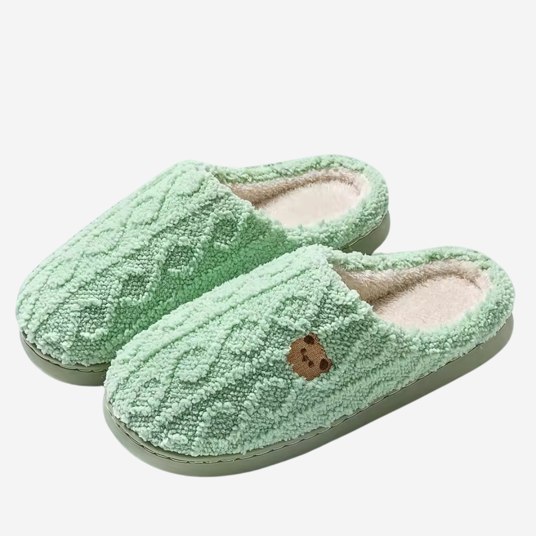 VierraSol | Pantuflas de Osito de Punto para Mujer