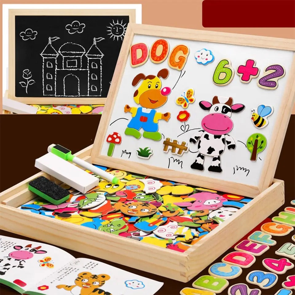 VierraSol | Pizarra Magnética y Pizarra de Tiza 2-en-1 Montessori para Niños