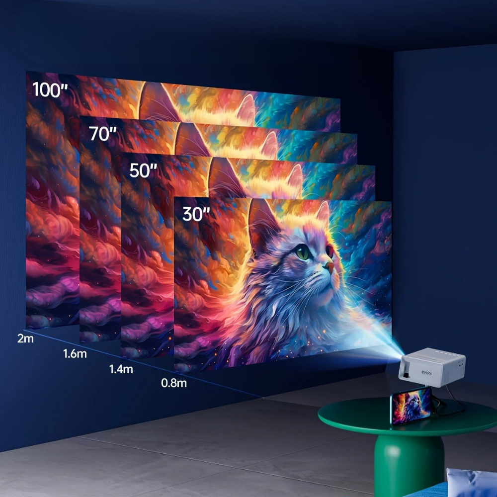 VierraSol | Proyector Mini HD LED Portátil para Cine en Casa al Aire Libre 3000 Lúmenes