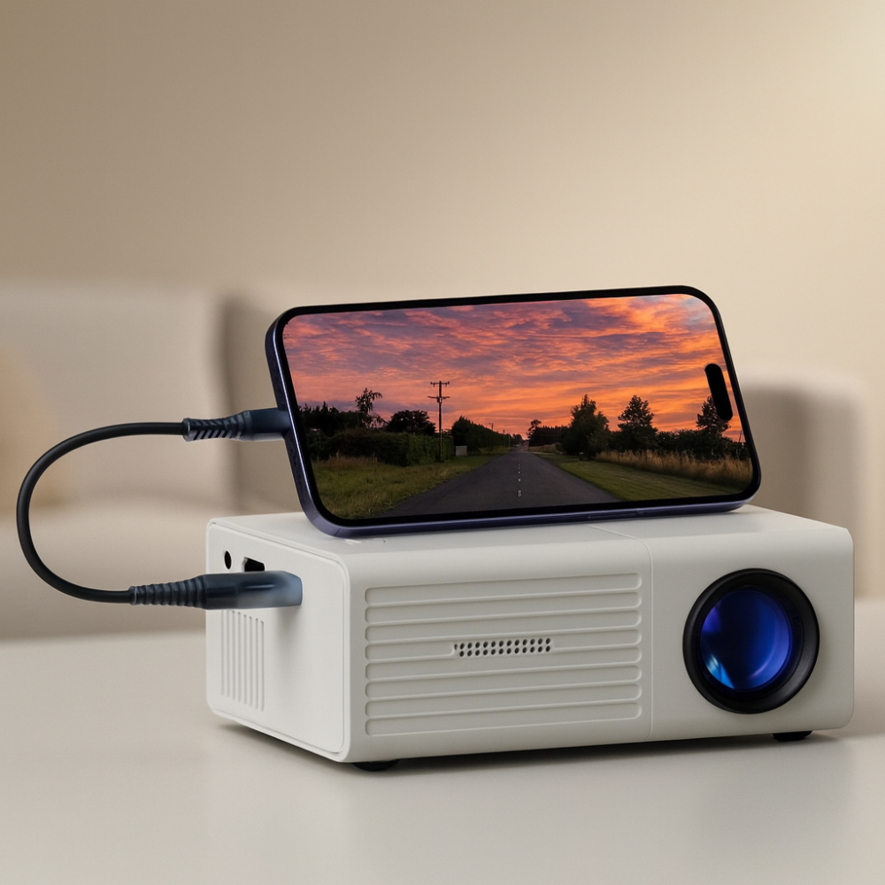 VierraSol | Proyector Mini HD LED Portátil para Cine en Casa al Aire Libre 3000 Lúmenes