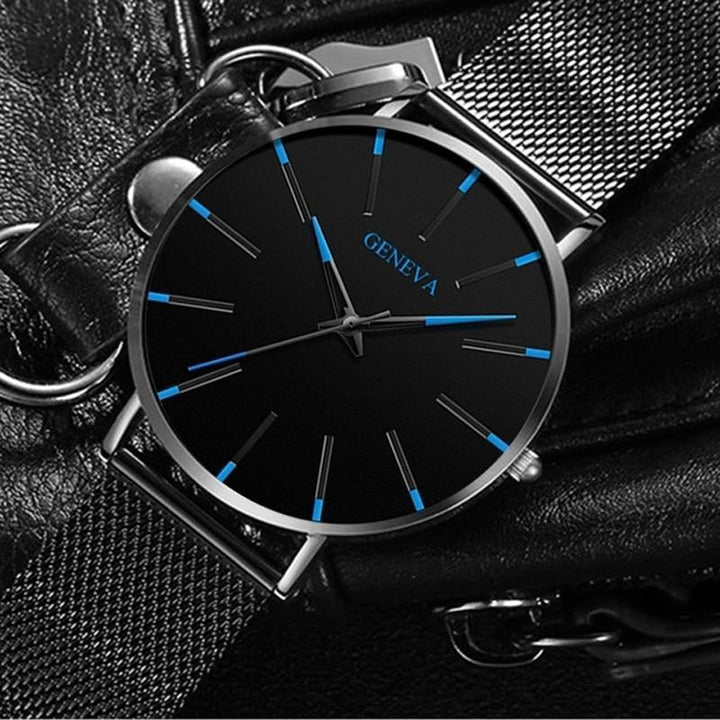VierraSol | Reloj Analógico Minimalista para Hombre con Acentos Azules