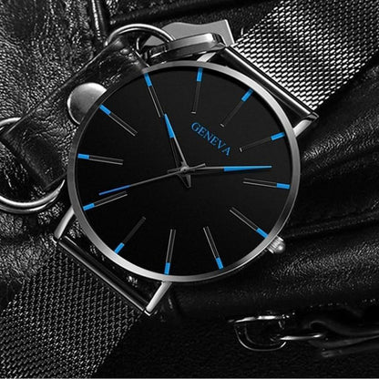 VierraSol | Reloj Analógico Minimalista para Hombre con Acentos Azules