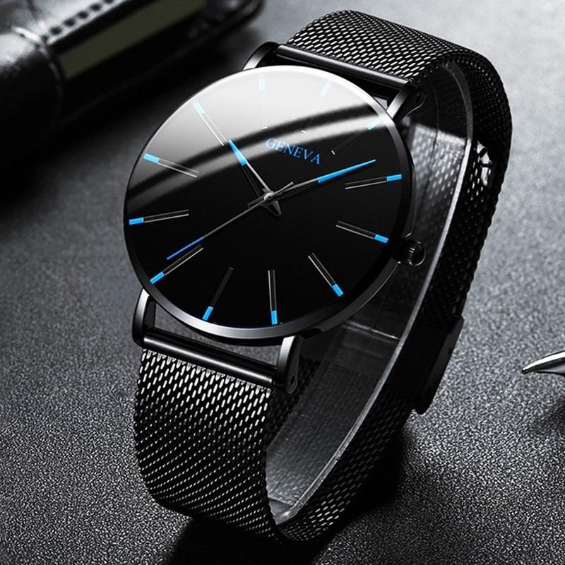 VierraSol | Reloj Analógico Minimalista para Hombre con Acentos Azules
