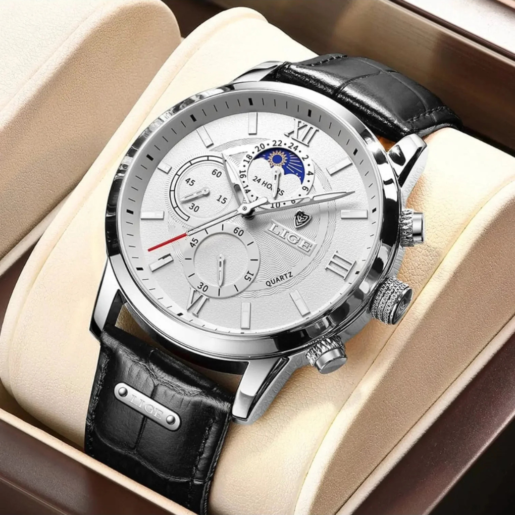 VierraSol | Reloj de Cuarzo para Hombre con Esfera de Fase Lunar