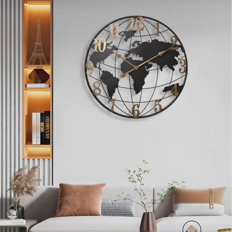 VierraSol | Reloj de Pared del Mapa Mundial Grande de 60cm