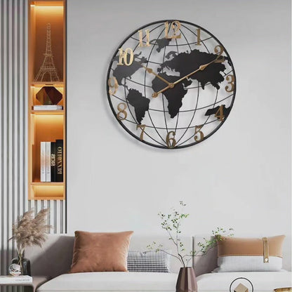 VierraSol | Reloj de Pared del Mapa Mundial Grande de 60cm