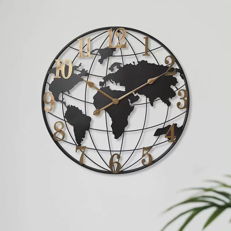 VierraSol | Reloj de Pared del Mapa Mundial Grande de 60cm