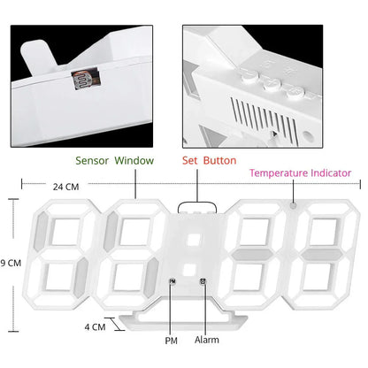 VierraSol | Reloj de Pared LED 3D LumiSync – Reloj Digital Moderno con Iluminación Regulable