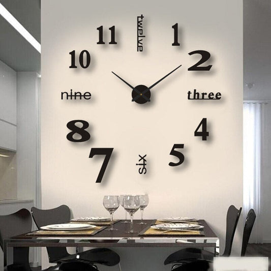 VierraSol | Reloj de Pared Sin Marco DIY, Números Adhesivos Modernos