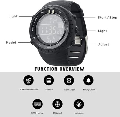VierraSol | Reloj Digital Deportivo Impermeable para Hombre Henry – A Prueba de Golpes, Táctico y con Retroiluminación LED