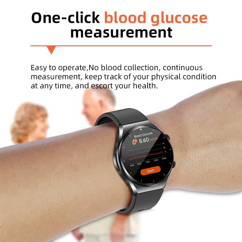 VierraSol | Reloj Inteligente de Salud Suga Pro con Monitoreo de Azúcar en Sangre, Presión Arterial, EKG/ECG y HRV