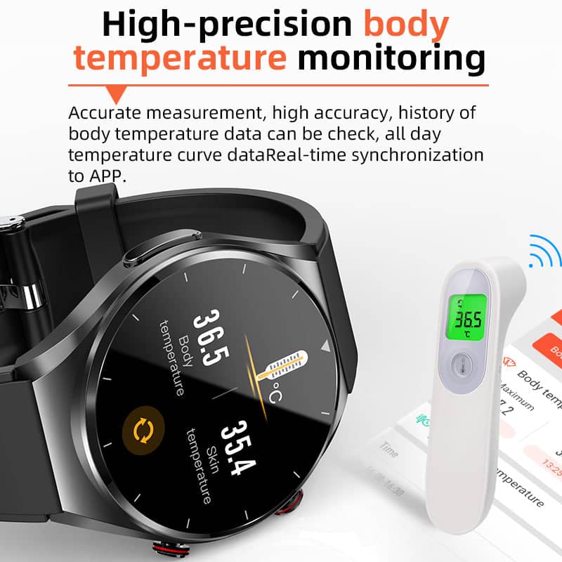 VierraSol | Reloj Inteligente de Salud Suga Pro con Monitoreo de Azúcar en Sangre, Presión Arterial, EKG/ECG y HRV