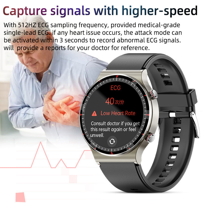 VierraSol | Reloj Inteligente Médico EKG | Certificado por CFDA | Biosensor de Alta Precisión de 512Hz | Monitoreo de SpO2 y Frecuencia Cardíaca | Análisis de Respiración Basado en IA | Impermeable IP67