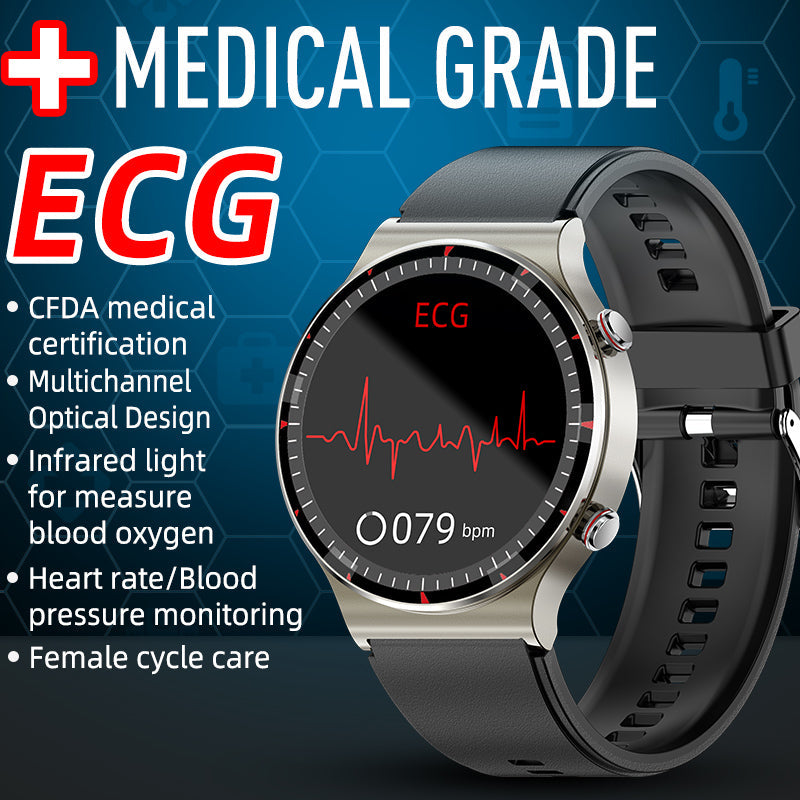 VierraSol | Reloj Inteligente Médico EKG | Certificado por CFDA | Biosensor de Alta Precisión de 512Hz | Monitoreo de SpO2 y Frecuencia Cardíaca | Análisis de Respiración Basado en IA | Impermeable IP67