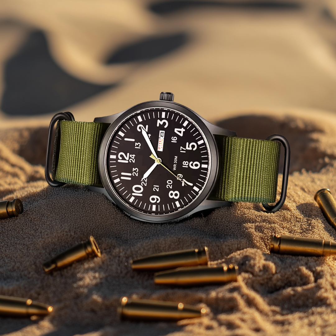 VierraSol | Reloj Robusto para Hombre para Actividades al Aire Libre – Estilo Militar Impermeable en Acero Inoxidable