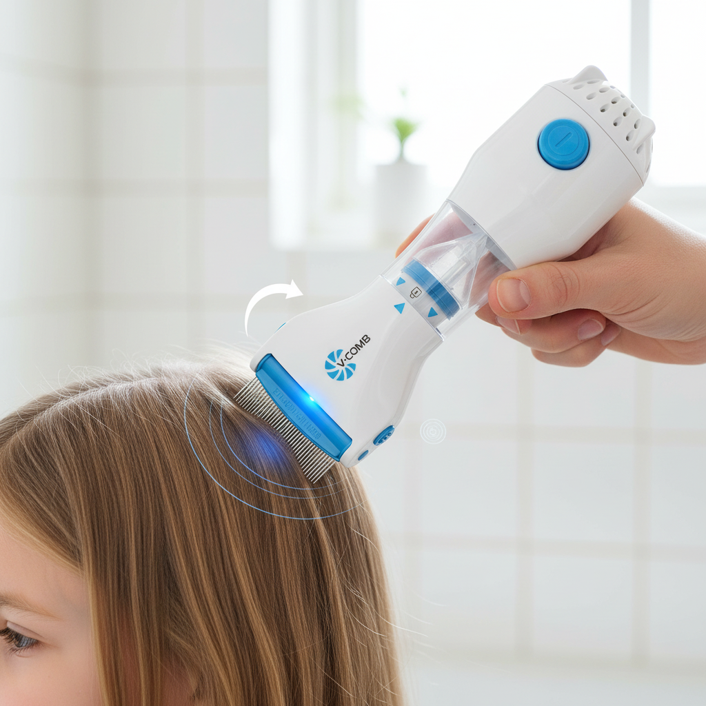VierraSol | Removedor Eléctrico de Piojos | Tecnología de Succión por Vacío | Sistema de Peine de Acero Inoxidable | Extracción de Liendres Sin Químicos | Luz de Control LED Integrada | Incluye Filtro de Higiene