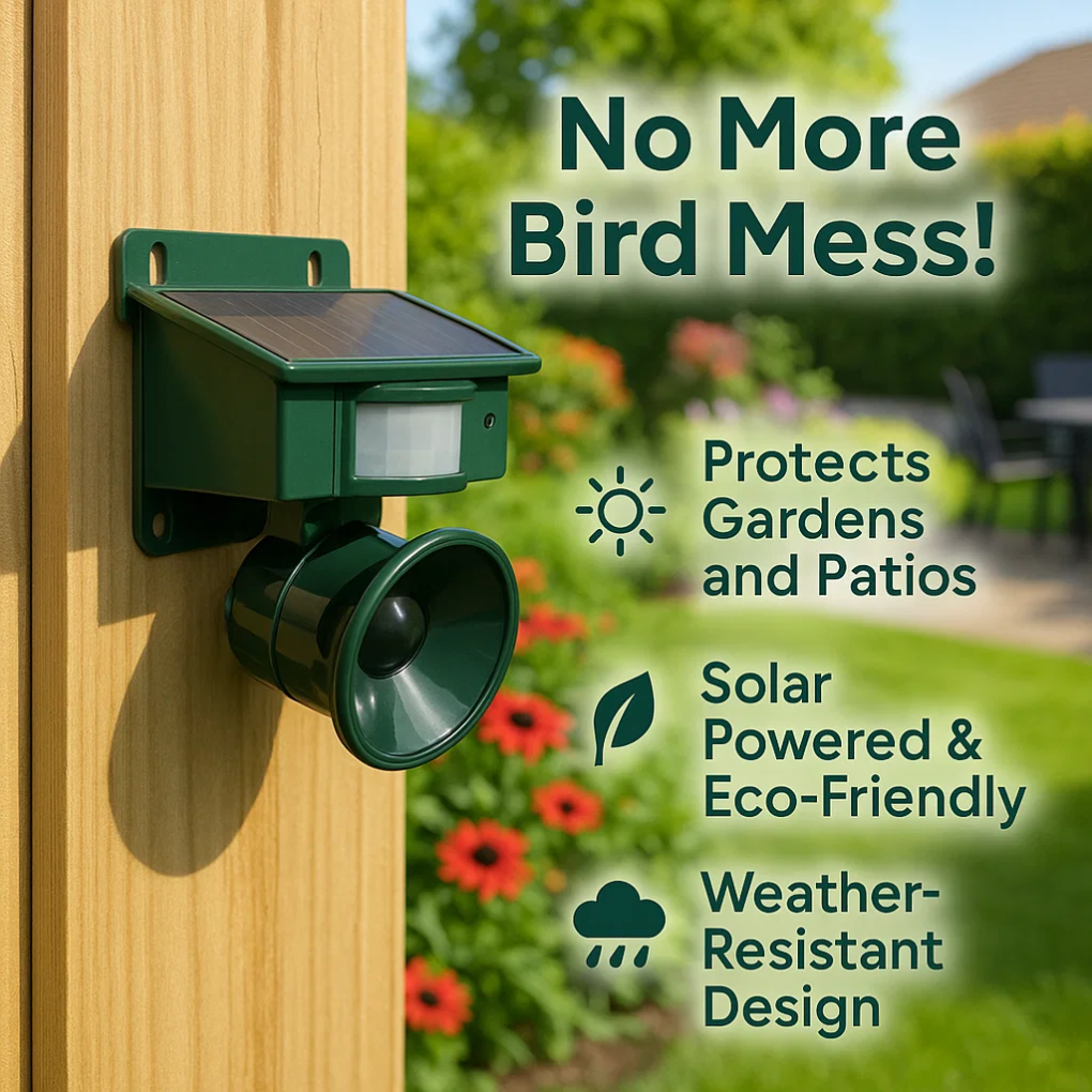 VierraSol | Repelente Solar de Aves con Sensor de Movimiento y Sonido