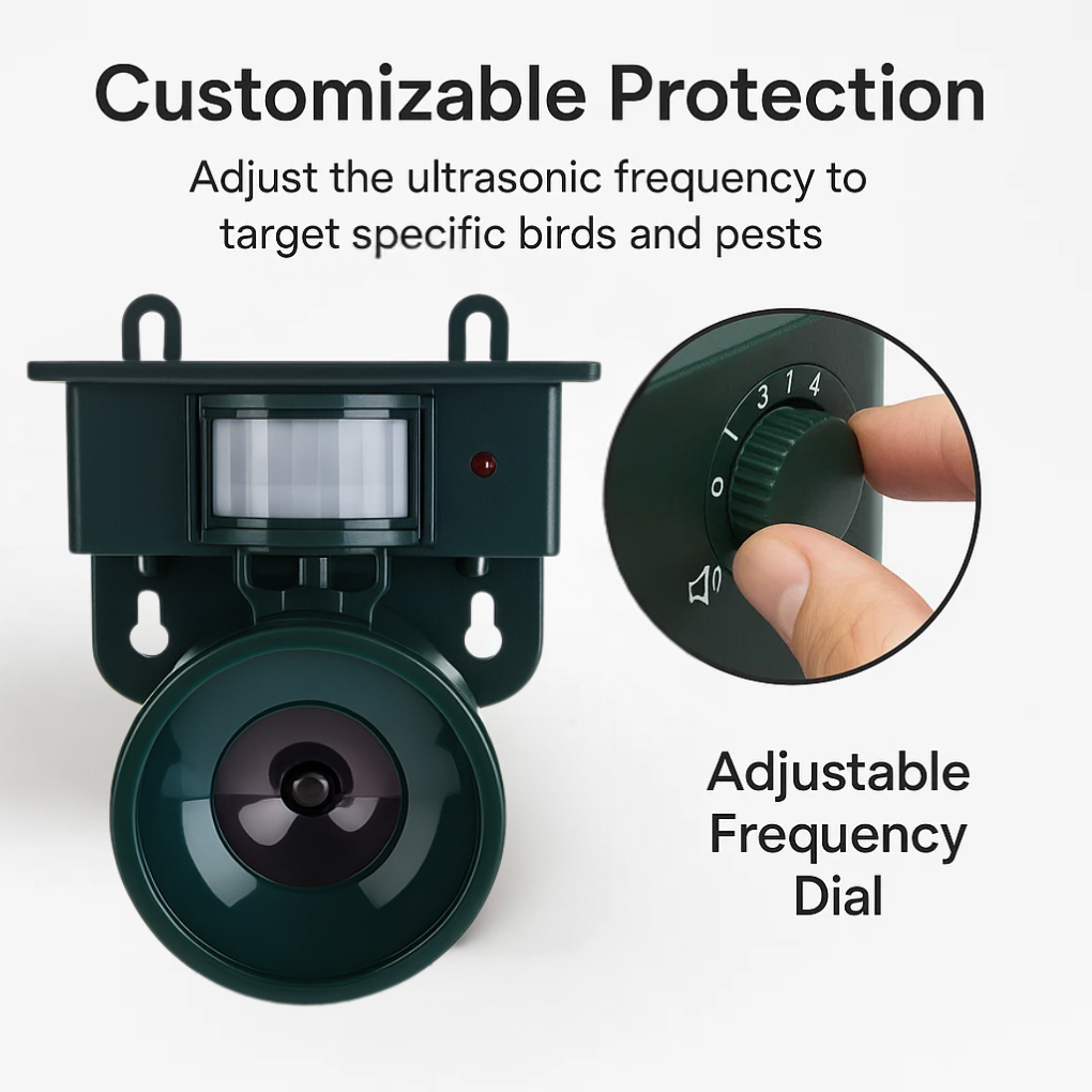 VierraSol | Repelente Solar de Aves con Sensor de Movimiento y Sonido