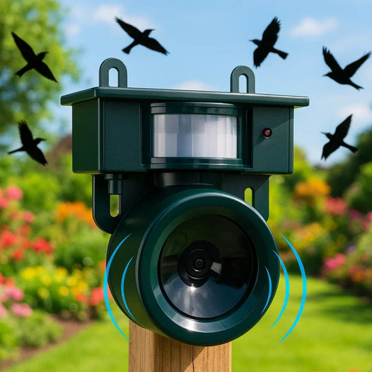 VierraSol | Repelente Solar de Aves con Sensor de Movimiento y Sonido