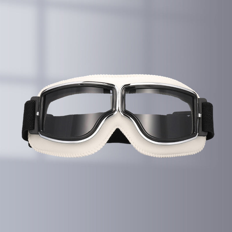 VierraSol | RoadRider | Gafas de Motocicleta Vintage con Lentes Intercambiables y Acolchado de Confort