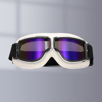 VierraSol | RoadRider | Gafas de Motocicleta Vintage con Lentes Intercambiables y Acolchado de Confort