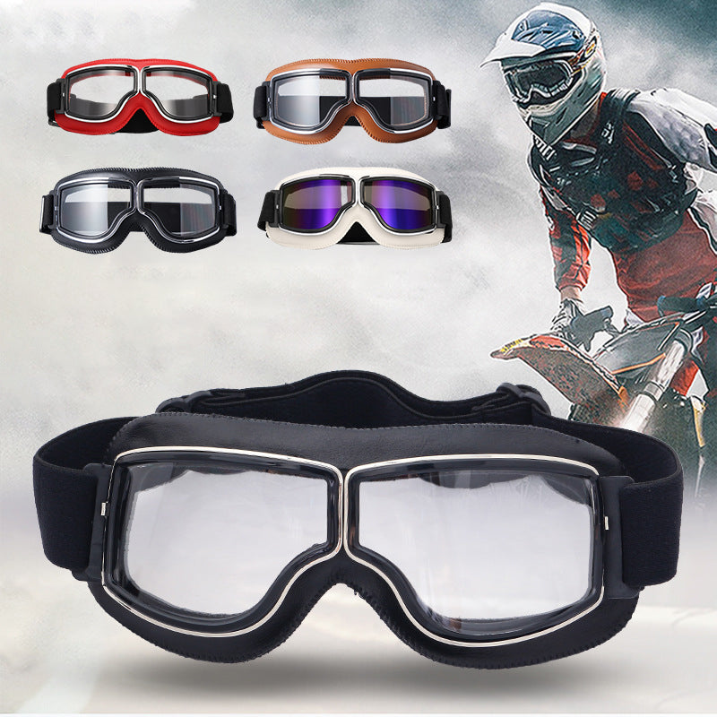VierraSol | RoadRider | Gafas de Motocicleta Vintage con Lentes Intercambiables y Acolchado de Confort