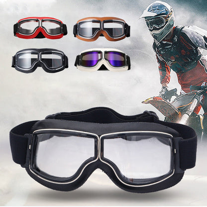 VierraSol | RoadRider | Gafas de Motocicleta Vintage con Lentes Intercambiables y Acolchado de Confort
