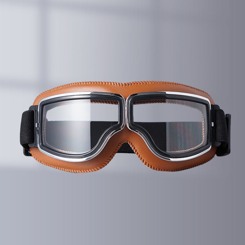 VierraSol | RoadRider | Gafas de Motocicleta Vintage con Lentes Intercambiables y Acolchado de Confort