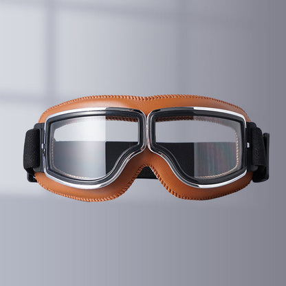 VierraSol | RoadRider | Gafas de Motocicleta Vintage con Lentes Intercambiables y Acolchado de Confort
