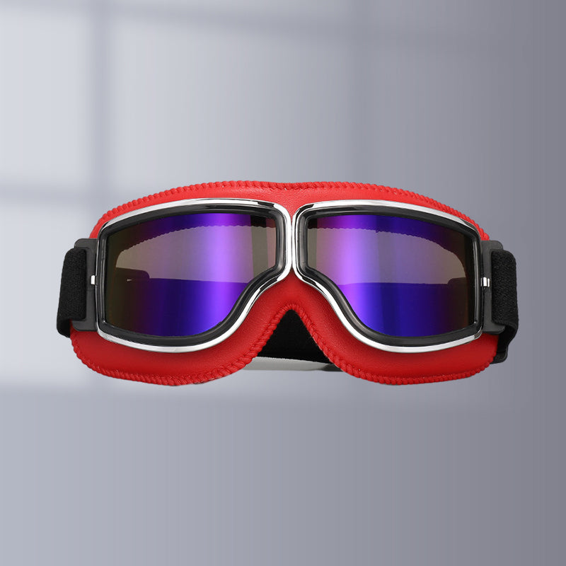 VierraSol | RoadRider | Gafas de Motocicleta Vintage con Lentes Intercambiables y Acolchado de Confort