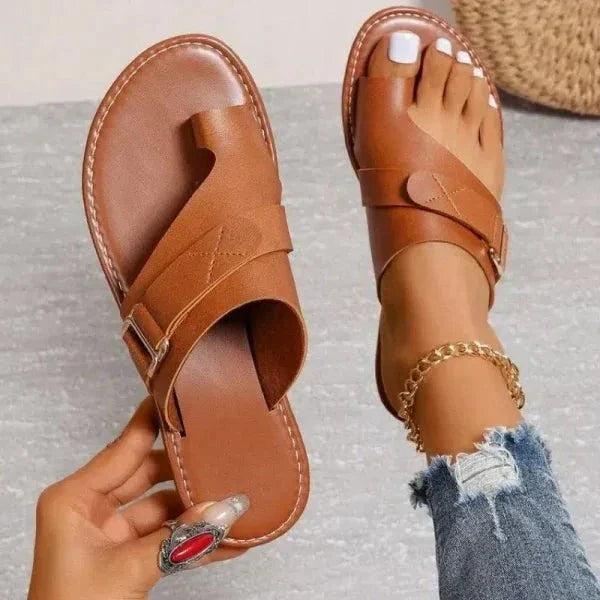 VierraSol | Sandalias de Cuero para Mujeres con Corrección Ortopédica de Hallux Valgus