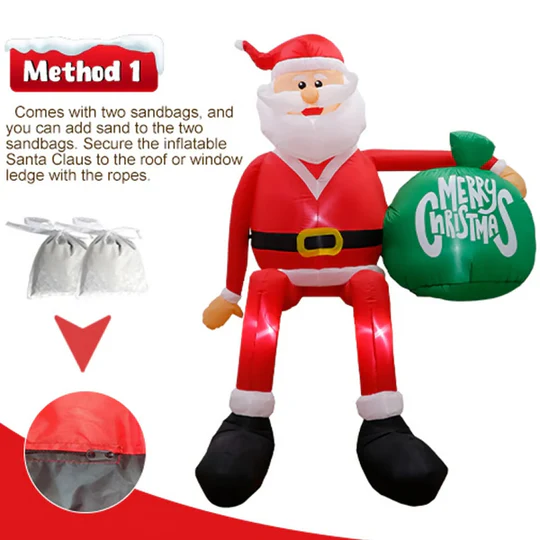 VierraSol | Santa Inflable Escalador LED Gigante de 8FT | Decoración Navideña Premium, Impermeable para Exteriores