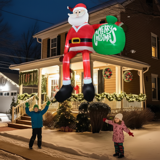 VierraSol | Santa Inflable Escalador LED Gigante de 8FT | Decoración Navideña Premium, Impermeable para Exteriores