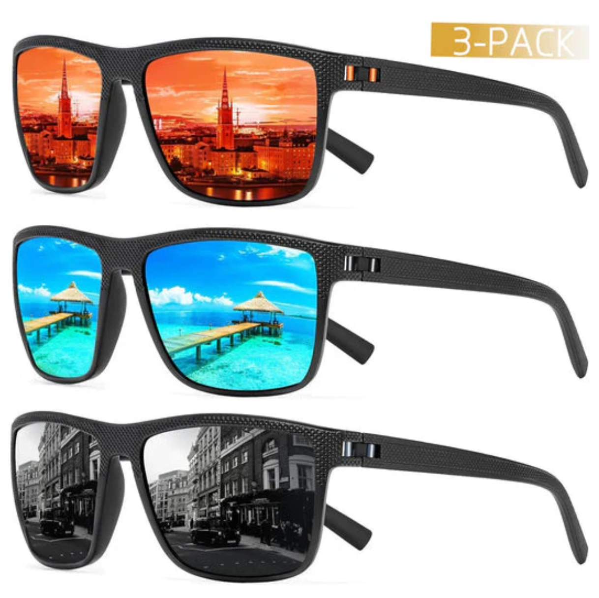 VierraSol | Set de Gafas de Sol Polarizadas ZichtZeker de 3 Piezas – Protección UV400 y Comodidad