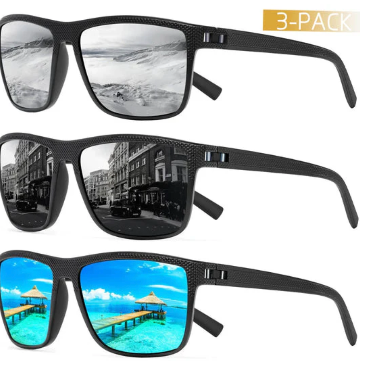 VierraSol | Set de Gafas de Sol Polarizadas ZichtZeker de 3 Piezas – Protección UV400 y Comodidad